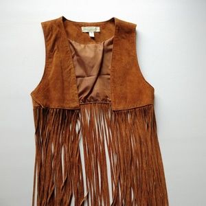 Leather fringe vest